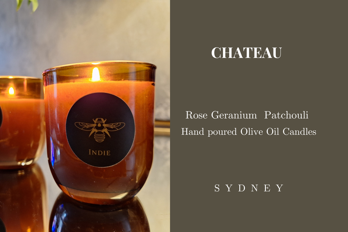 Olive Oil Candles "CHATEAU" Rose Geranium, Patchouli